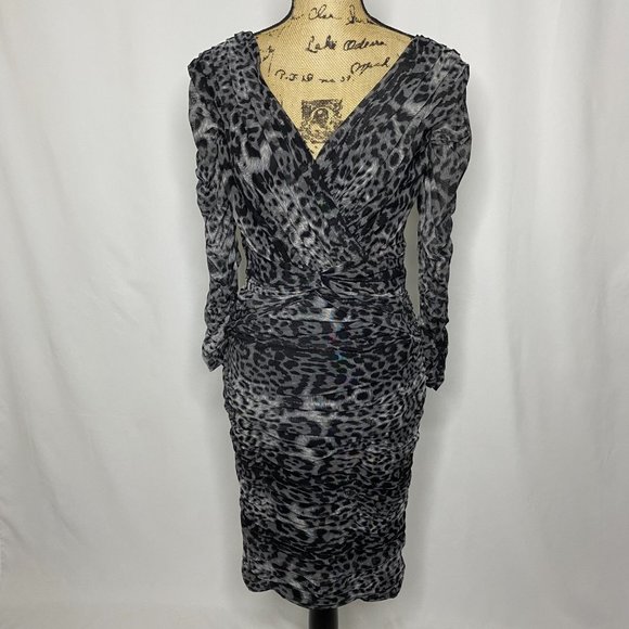 Tadashi Shoji Gray Leopard Cheetah Print Bodycon Dress - Picture 7 of 11